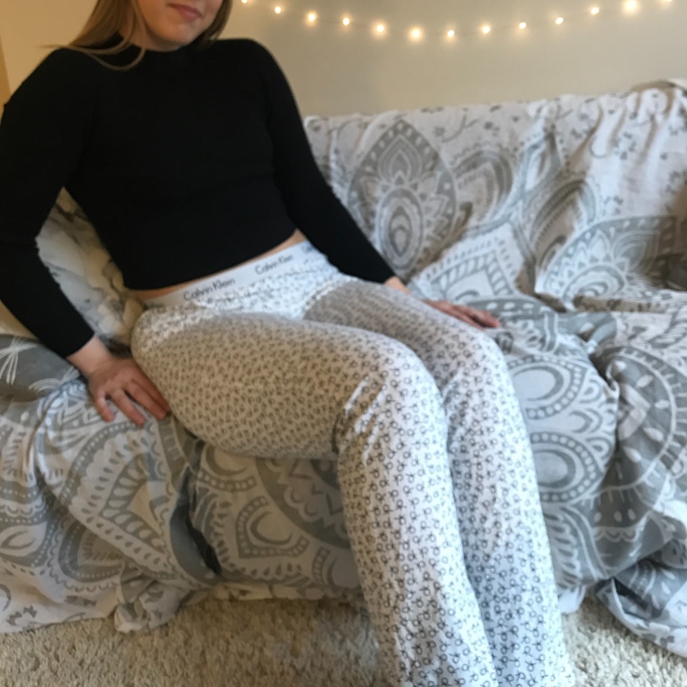 Calvin Klein White Logo Cotton Sleepwear Pants